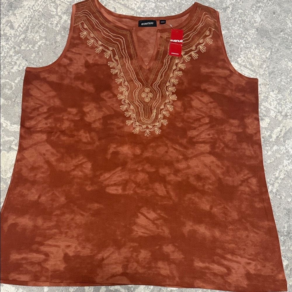 Women's Brown Embroidered Top